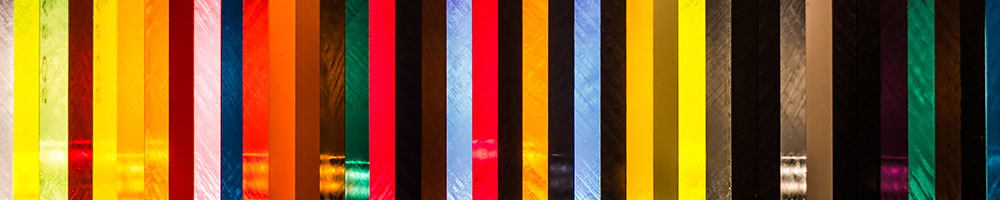 Colorful line of acrylic sheet stock options.
